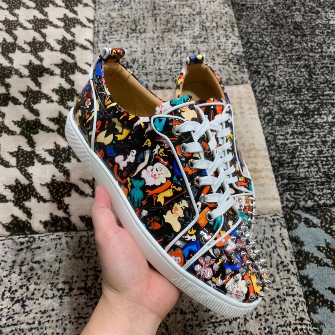 

Luxury shoes, red bottom shoes, men's shoes, rivets, low-top leather, all-match casual sneakers
