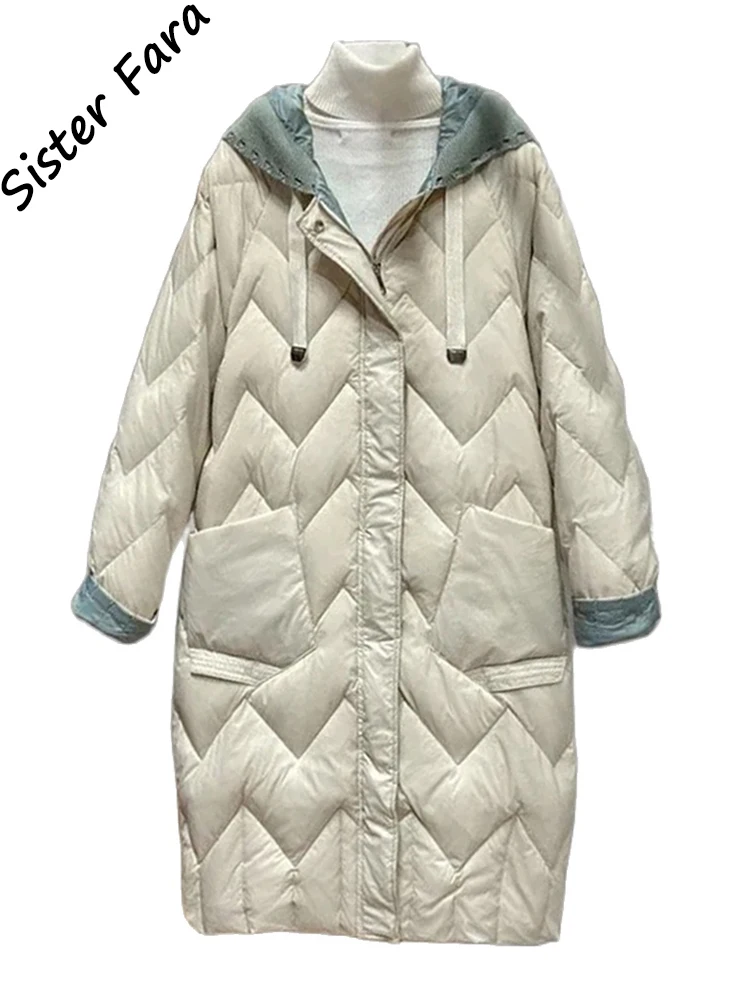 

Sister Fara Hooded Ultra Lightweight Warm Thermolite Long Puffer Coat Women's Quilted Winter Long Down Coat Hooded Puffer Jacket