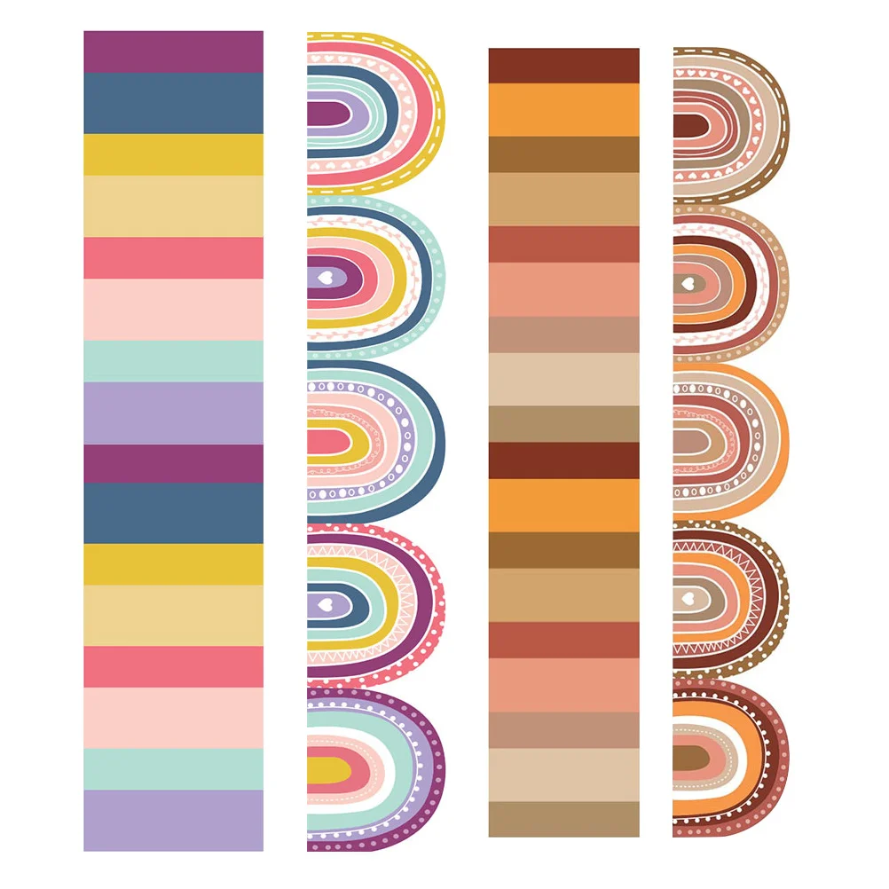 

Board Border Bulletin Classroom Borders Trim Sticker Rainbow Chalkboard Trimmers Cork Black Strips Paper Poster Strip Scalloped