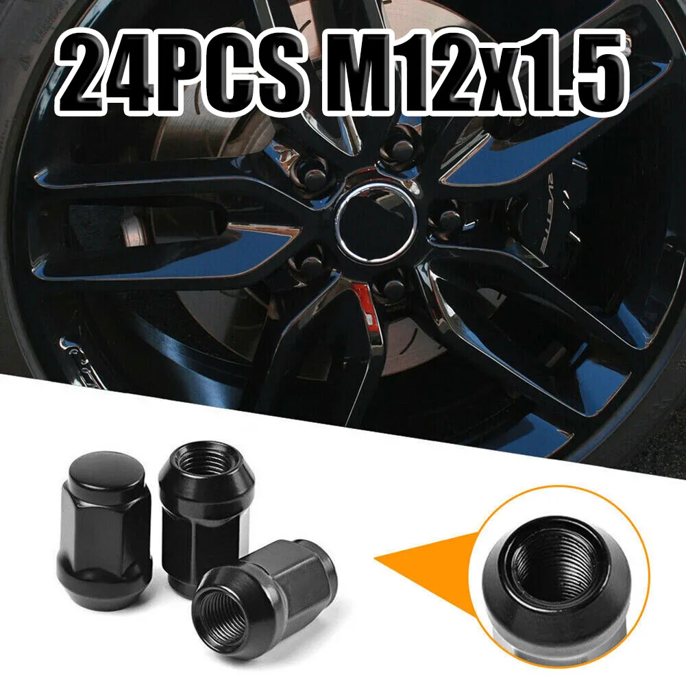 24 шт. автомобильные M12x1 5 черные колесные гайки с закрытым концом выпуклая гайка в