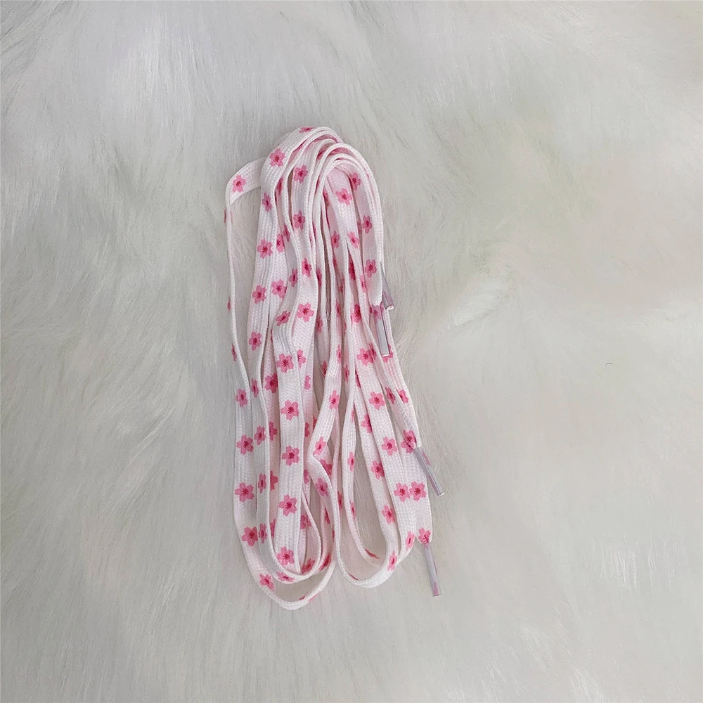Cherry Blossom Shoelace Female Flower Sneaker Woman Flower Of Lace White Female Shoelace Sneakers Flat Strings Elastic Shoelaces