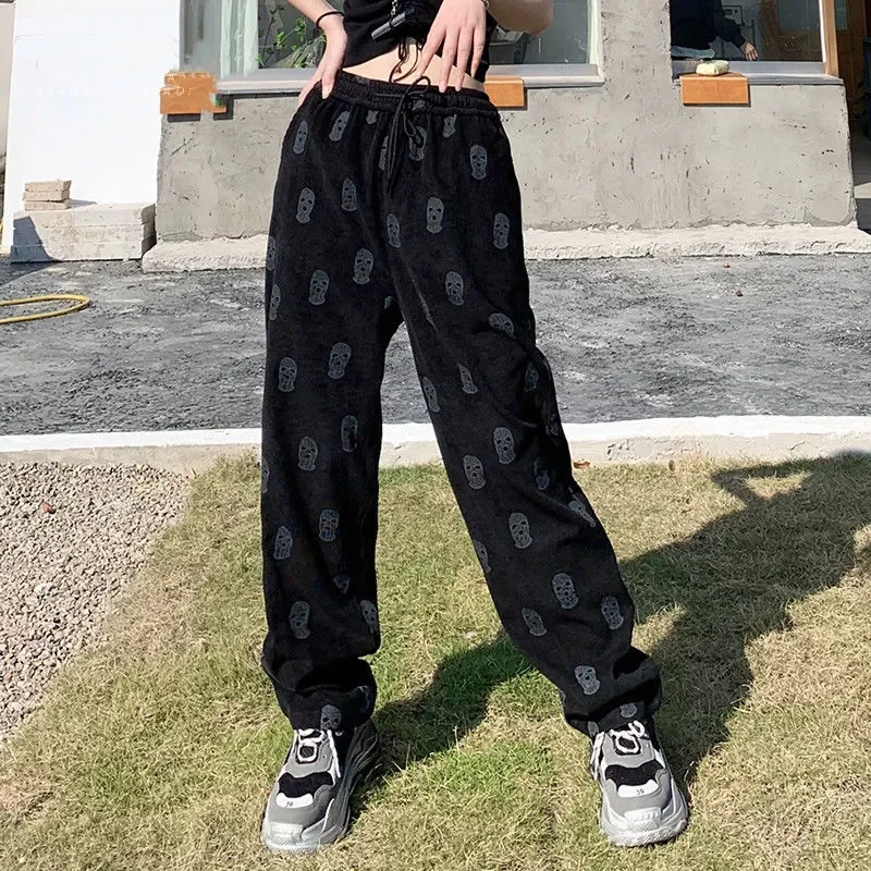 pants women's spring and summer 2021 thin national tide retro ins casual pants students loose sports pants tide