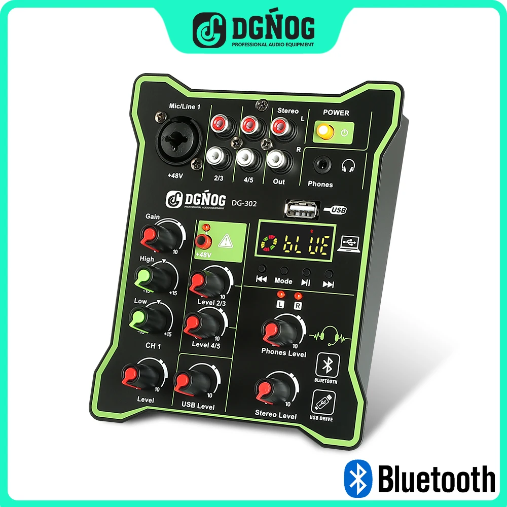 

Звуковая панель dgног, Миксер с Bluetooth, 5-канальная звуковая микшерная консоль DJ, USB-интерфейс для студийного компьютера с записью в реальном времени