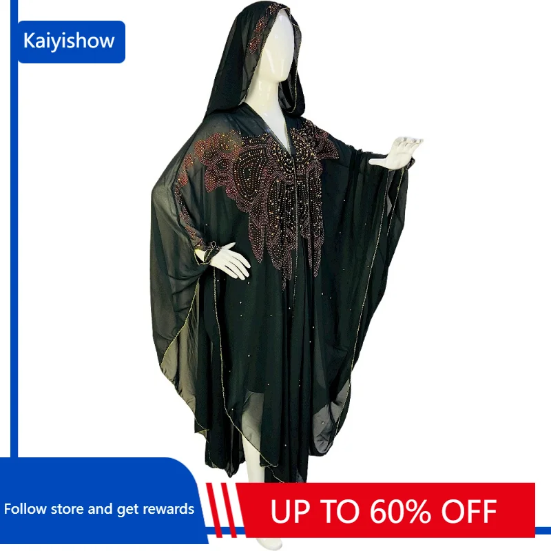 

Muslim Hooded Abaya Diamonds Kaftan Women Morocco Caftan African Dresses 2023 Eid Traditional Clothing Boubou Robe Dashiki Dubai