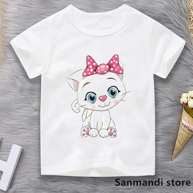 

Mary Cat Princess Graphic Print Tshirt Girls/Boys Kawaii Kids Clothes Lovely Angel T Shirt Summer Children Clothing T-Shirt