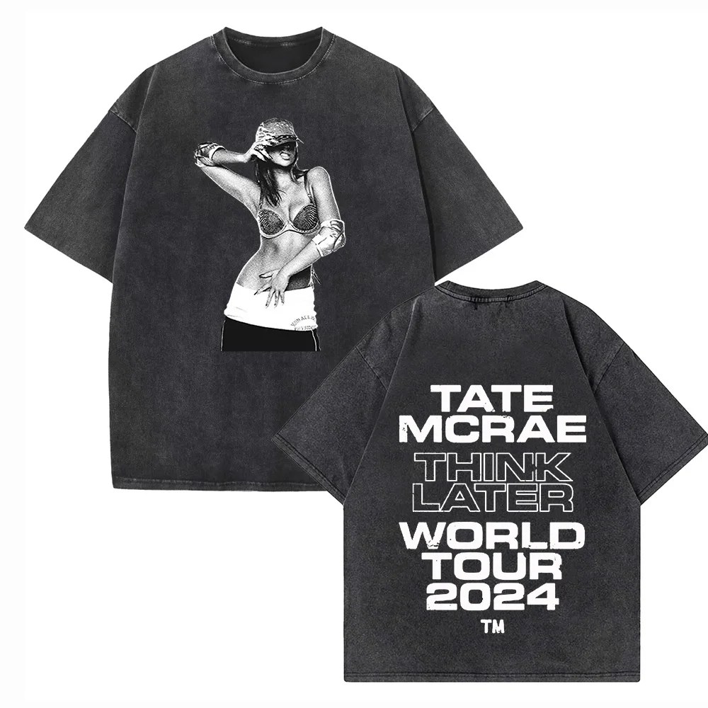 Винтажные хлопковые футболки Tate McRae уличная одежда в стиле Харадзюку 2024