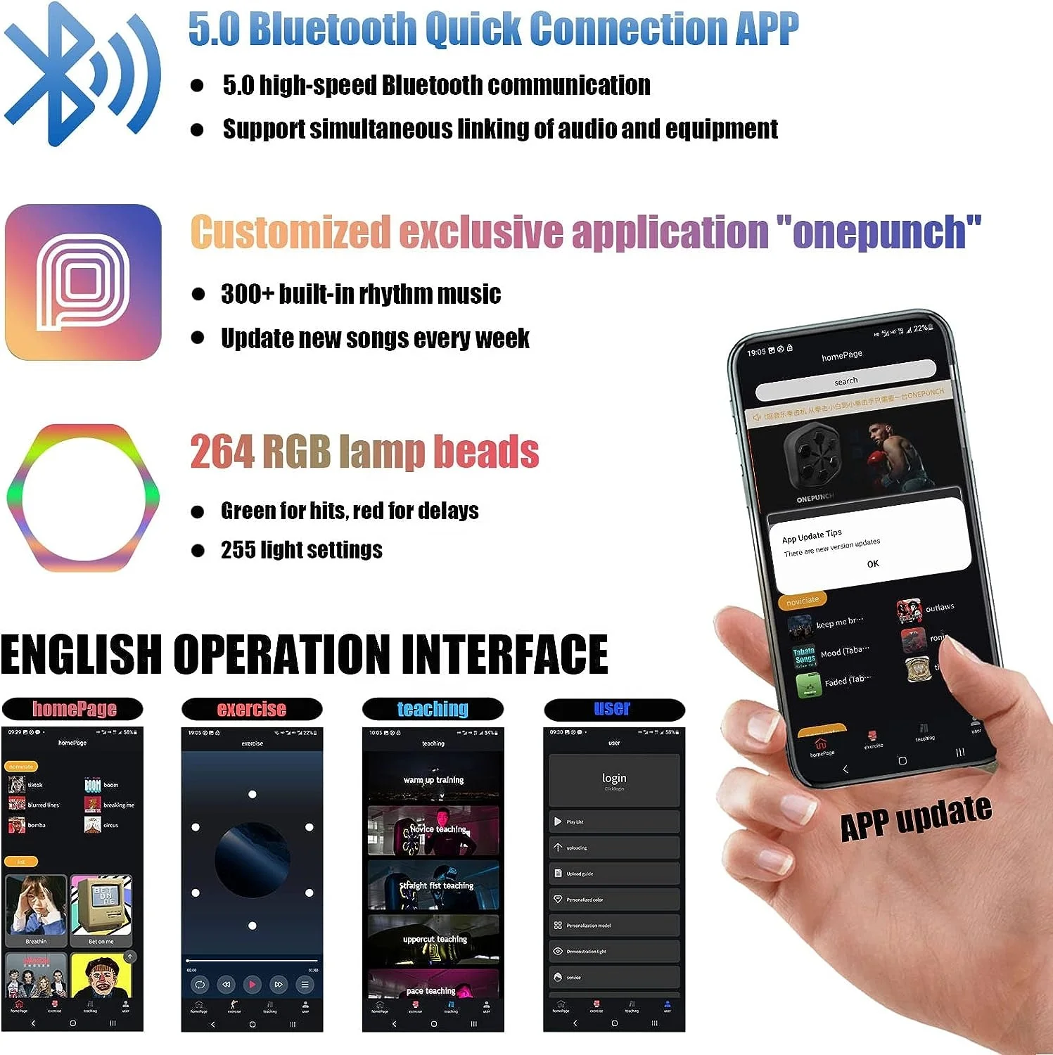 ONEPUNCH музыкальная боксерская машина умная игрушки детские бинты для бокса Муай