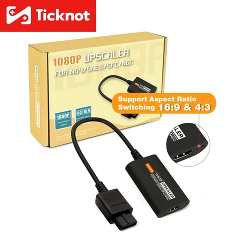 Адаптер Upscaler TicKnot 1080P для консолей NGC/N64/SNES/SFC, адаптер HDTV-конвертера, переключение соотношения сторон 4:3/16:9
