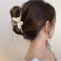 new elegant butterfly tassel hair clip ponytail claw clip woman girls styling barrette headdress hair accessori for woman gifts