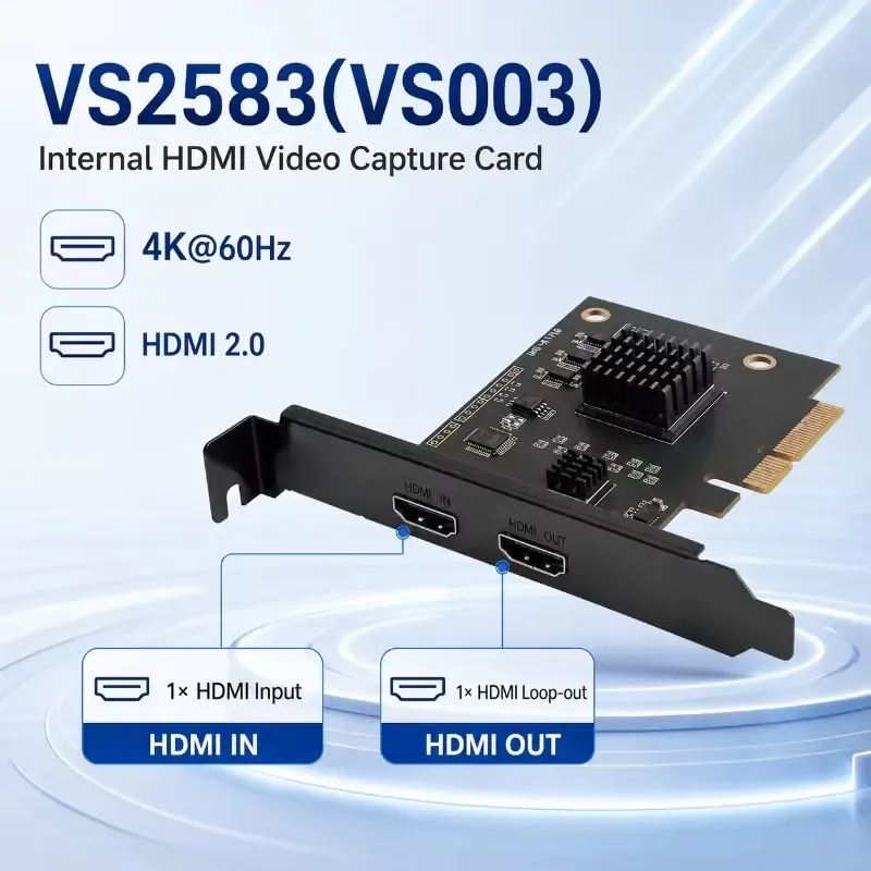 Фото AP01 для карты захвата PCIe 2.0 X4 с входом HDMI2.0 4K60, выходом Loopout, YUY2, одинарным, двойным, тройным режимом, внутренняя видеокарта PCI для захвата видео №4