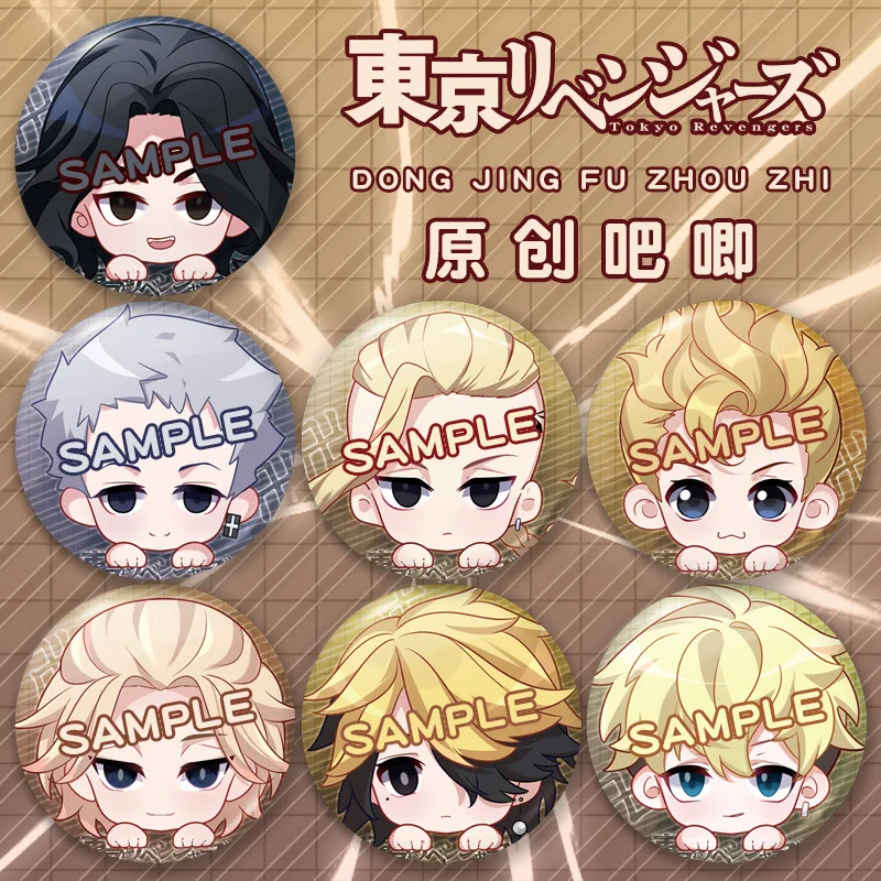 

Anime Tokyo Revengers Metal Badge Manjiro Sano Ken Ryuguji Kazutora Hanemiya Hanagaki Badges Pins Denim Bag Jacket Decoration