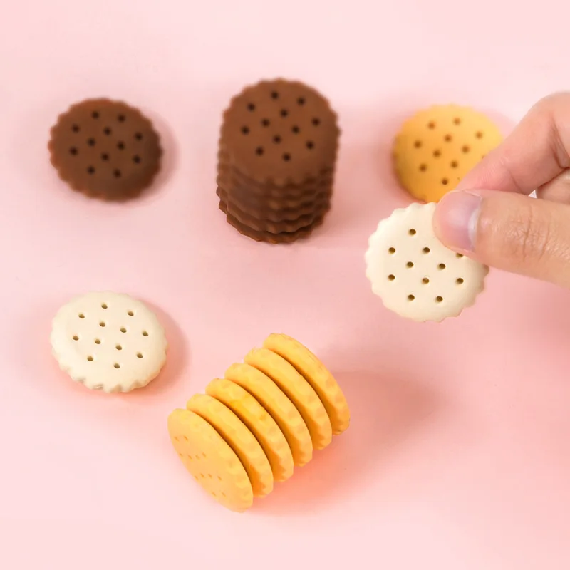 

1Set Creative Tear-off Biscuit-shaped Food Eraser Soft TPR Rubber Fun School Supplies Happy Learning Student Erasers Stationary