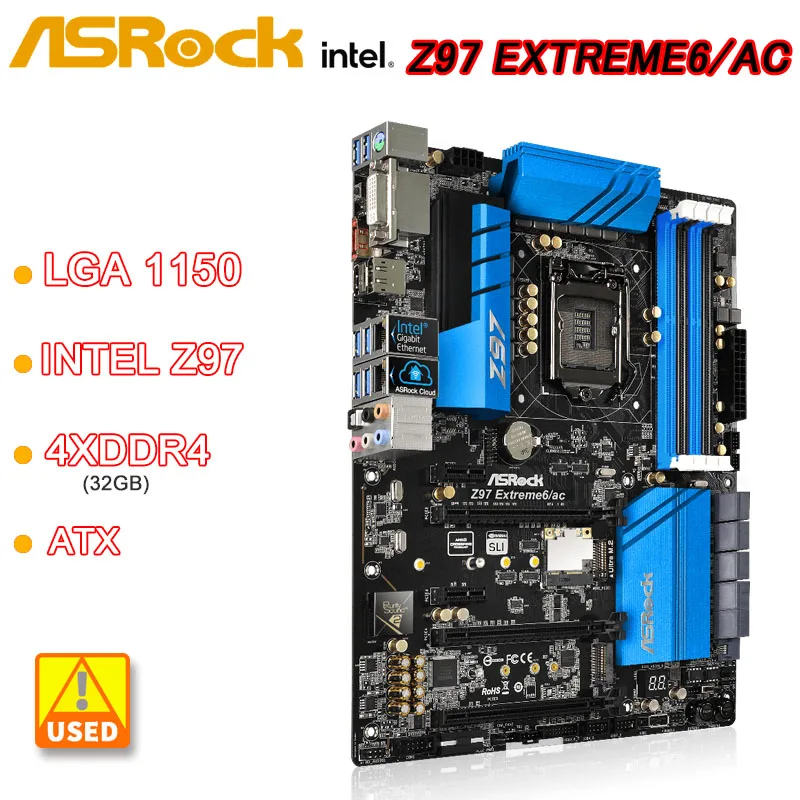 

LGA 1150 Motherboard ASRock Z97 EXTREME6/AC Intel Z97 DDR3 32GB PCI-E 3.0 M.2 USB 3.0 ATX HDMI For 5th Gen Intel Core i7 i5i3