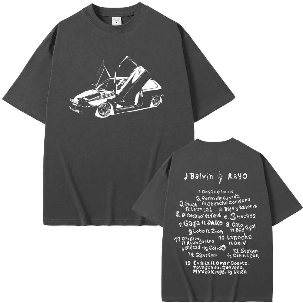 Limited Singer J Balvin Rayo Album Graphics T-Shirt Men Women Hip Hop Fashion T-shirts Men's Oversized Tshirt Vintage Streetwear