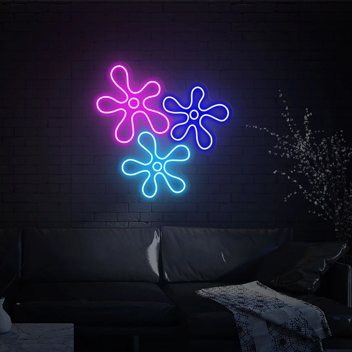 Неоновая вывеска в виде цветка на заказ неоновая Цветочная фотография декор для