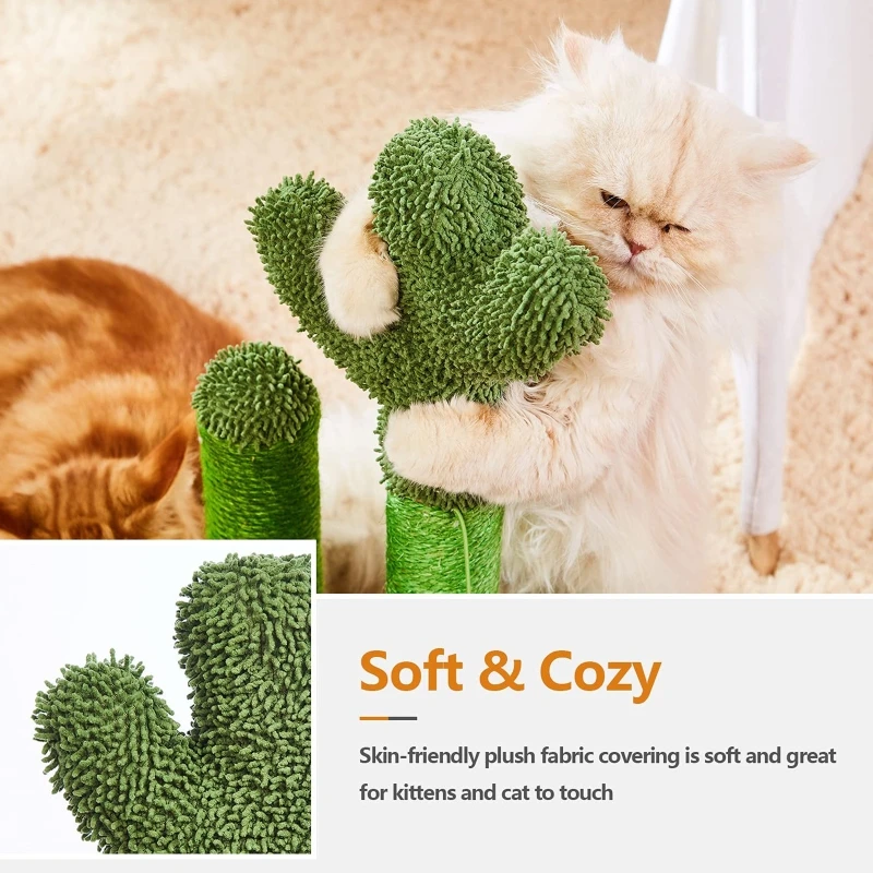 

Когтеточка, зеленая Когтеточка в форме кактуса, котенок из натурального сизаля, легко собирается, высотой 21 дюйм для мелких и средних кошек