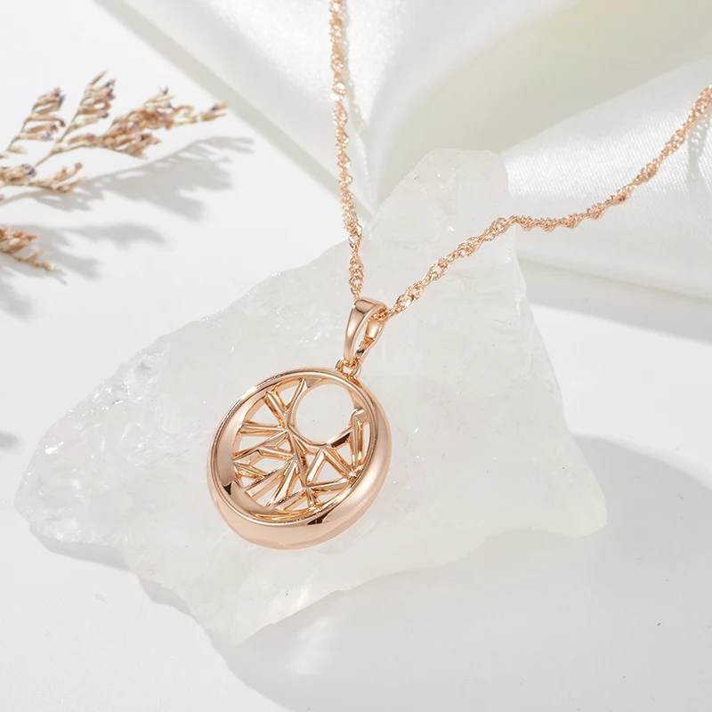 Кулон SYOUJYO блестящий зеленый циркон 585 розовое золото для женщин