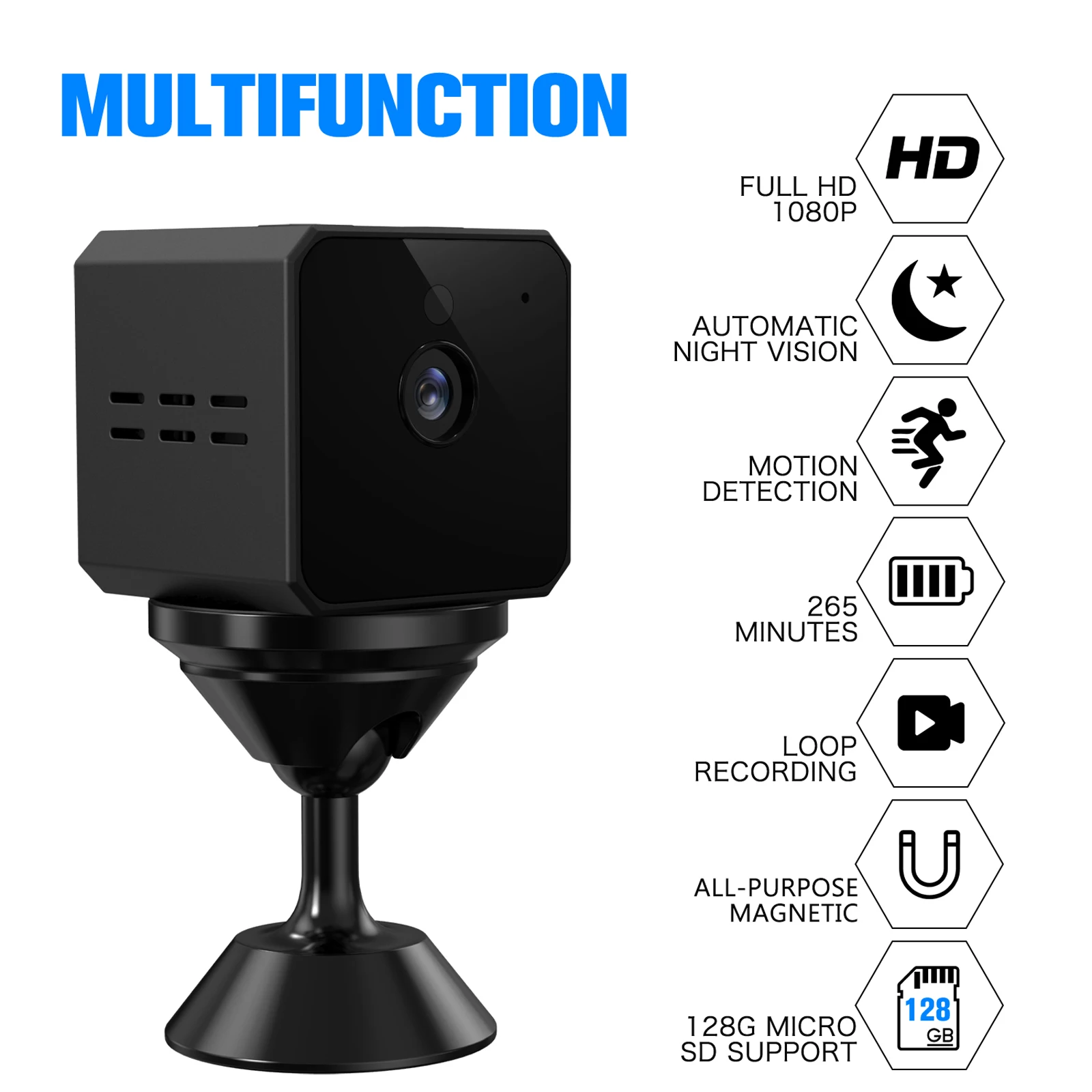 

Mini Cube Magnet Camera1080p Remote Wireless Night Vision Security Camera Outdoor Sports Home Surveillance Small Camera