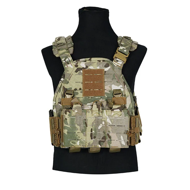 

Tactical Molle Vest Quick Release Laser Cutting Military Combat Plate Carrier with 5.56mm Magazine Pouch Adjustable Hunting Gear