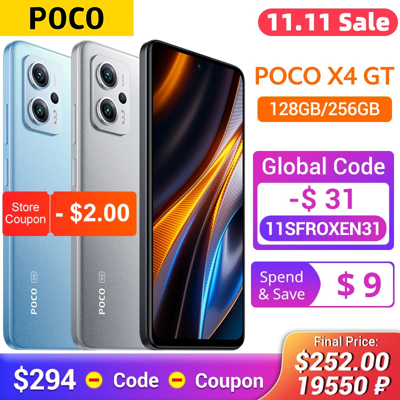 Ceny Wersja Globalna POCO X4 GT 5G Smartphone 128GB/256GB Dimensity 8100 144Hz Przełącznik Dynamiczny Wyświetlacz 64MP Potrójna Kamera 67W ładowanie