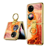 for huawei p50 pocket case with ring stand foldable cover luxury case for huawei p50 pocket shockproof fundas cellphone coque