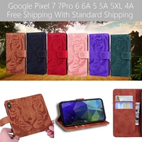 google pixel 7 7 pro 6 6a 5 5a 5xl 4a case for men women apple pu leather back flip cove tiger 5g 4g