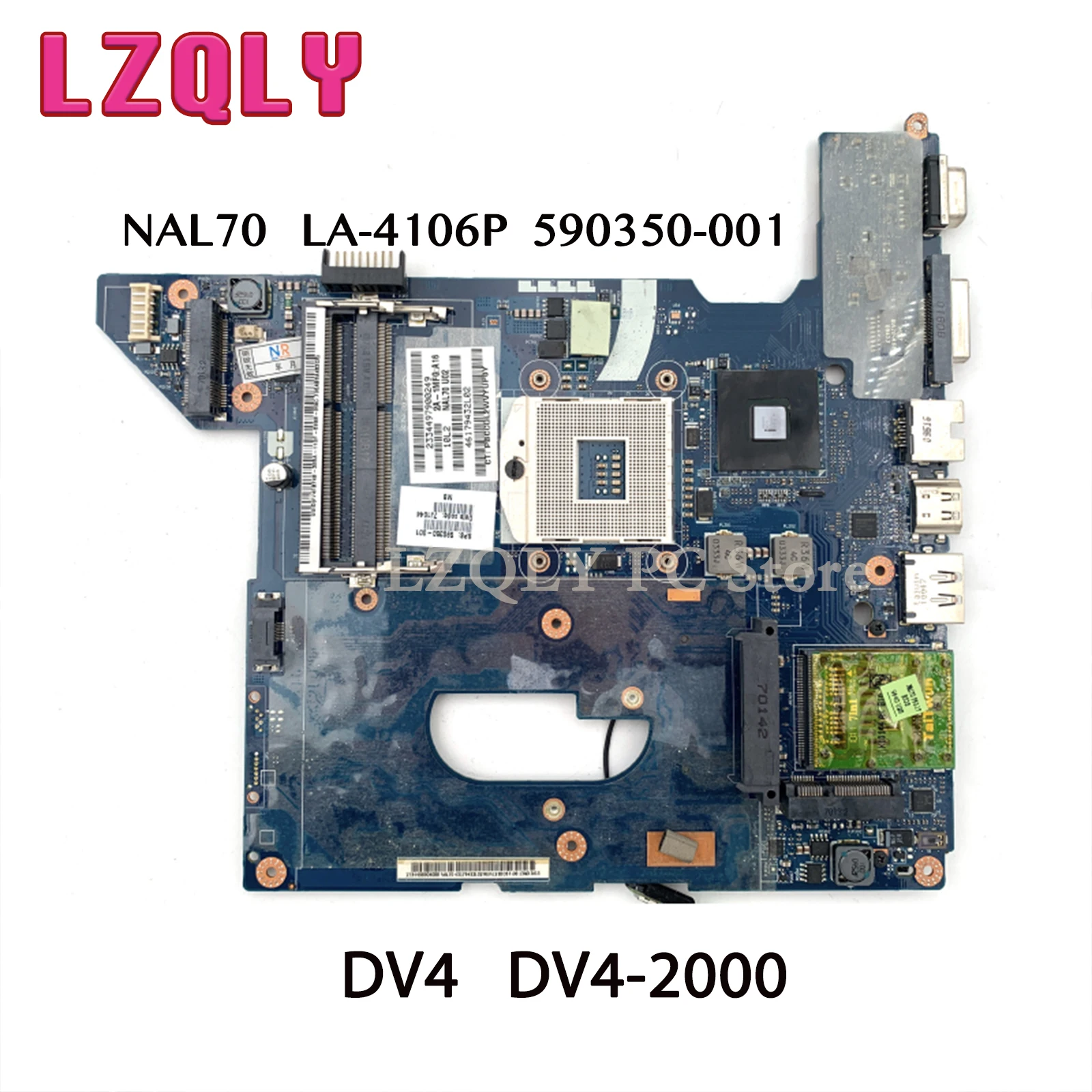 

LZQLY For HP Pavilion DV4 DV4-2000 NAL70 LA-4106P 590350-001 Laptop Motherboard HM55 UMA HD DDR3 Free CPU Fully Tested
