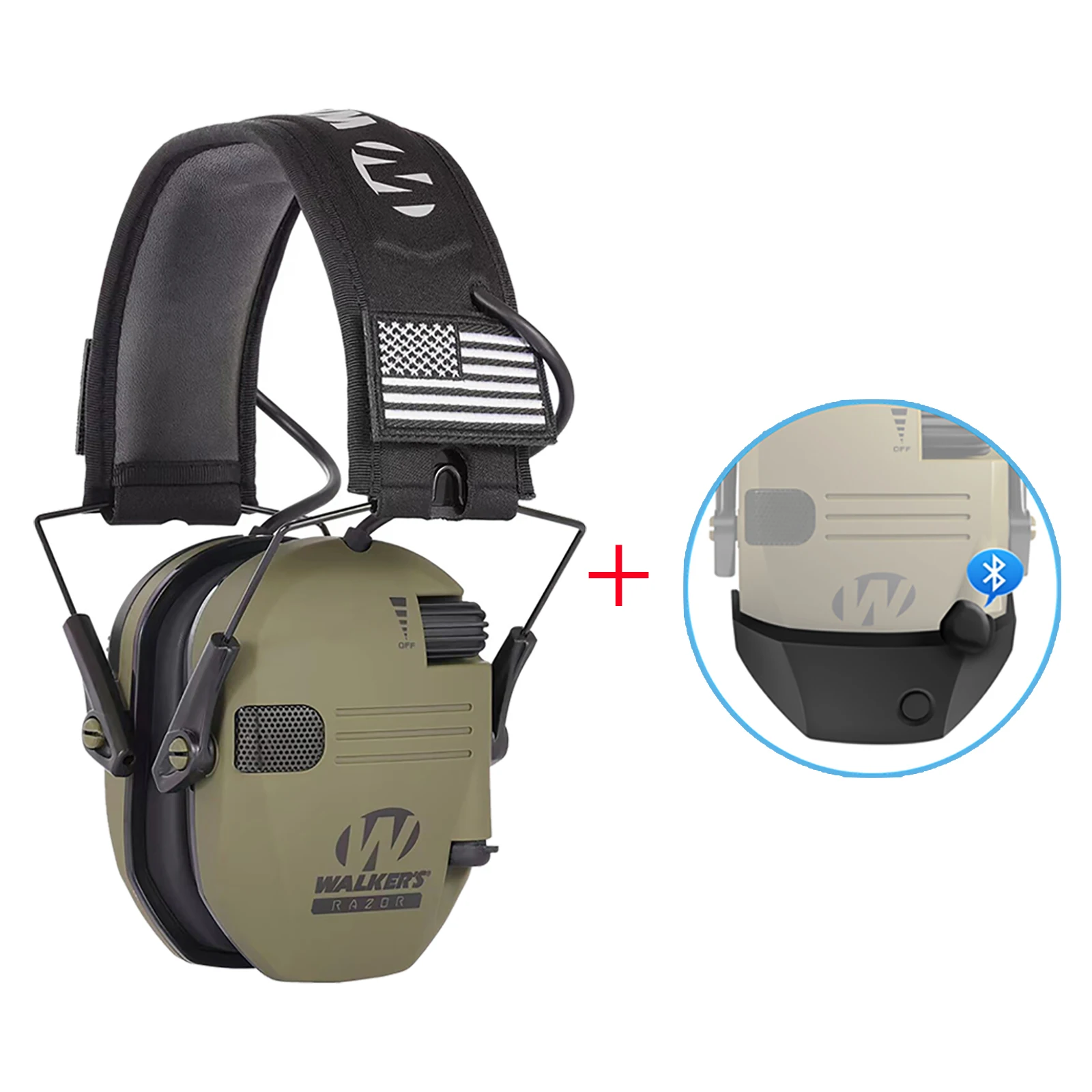 

Electronic Shooting Headset with Detachable 5.1 Bluetooth Adapter Hearing Ear Protection Noise Reduction Hunting Earmuff