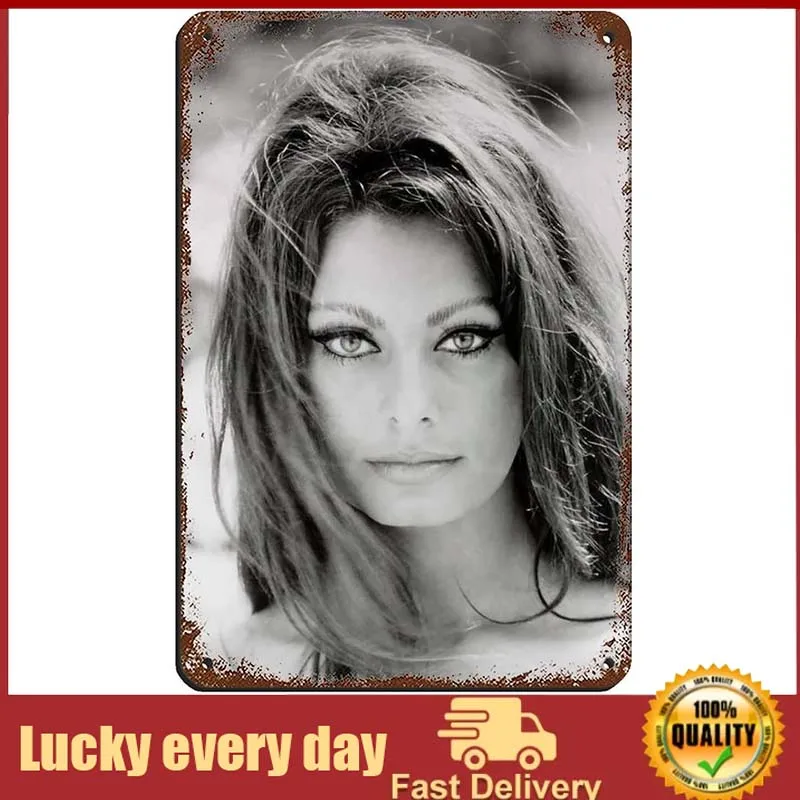 

Sophia Loren 8 Retro Poster Metal Tin Sign Chic Art Retro Iron Painting Bar People Cave Cafe Family Garage Poster Wall Decor