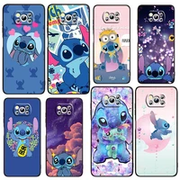 cartoon cute stitch phone case for xiaomi civi mi poco x4 x3 nfc f4 f3 gt m4 m3 m2 x2 f2 pro c3 4g 5g black tpu fundas