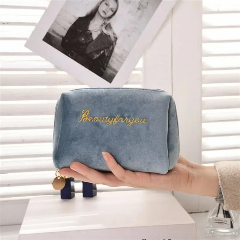 

1 Pc Korean Women Multifunction Zipper Velvet Make Up Bag Portable High Quality Fashion Cosmetic Bag Travel Makeup Clutch Bag