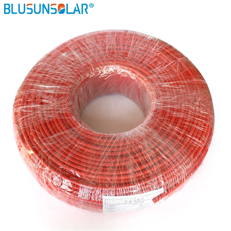 

200 Meters/Roll 6mm2 Solar Cable TUV& Certification Black And Red High Performance Color PV CablesSolar