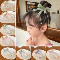 2022 childrens mesh bow hair tie hair ring for girls hair scrunchie rubber band ponytail holder hair rope hair accessories