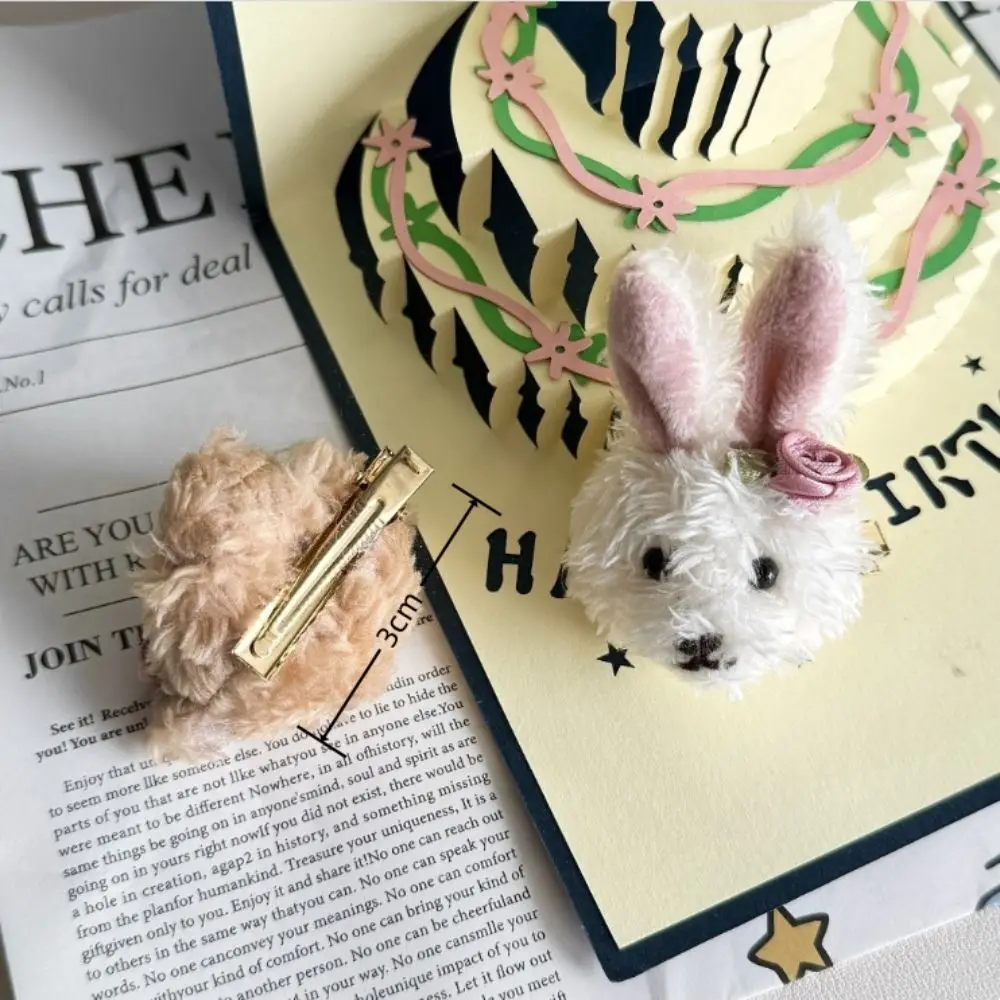 Заколка для волос в корейском стиле с кроликом и медведем милая заколка виде