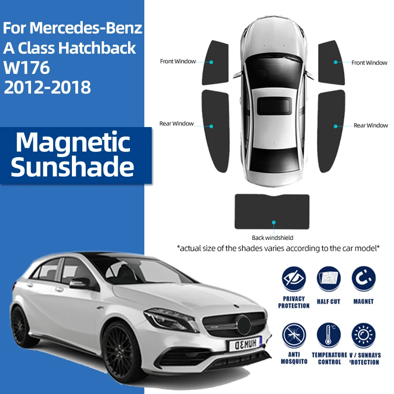 For Mercedes Benz A Class W176 2012-2019 180 200 Car Sunshade Magnetic Front Rear Windshield Curtain Side Window Sun Shade Visor