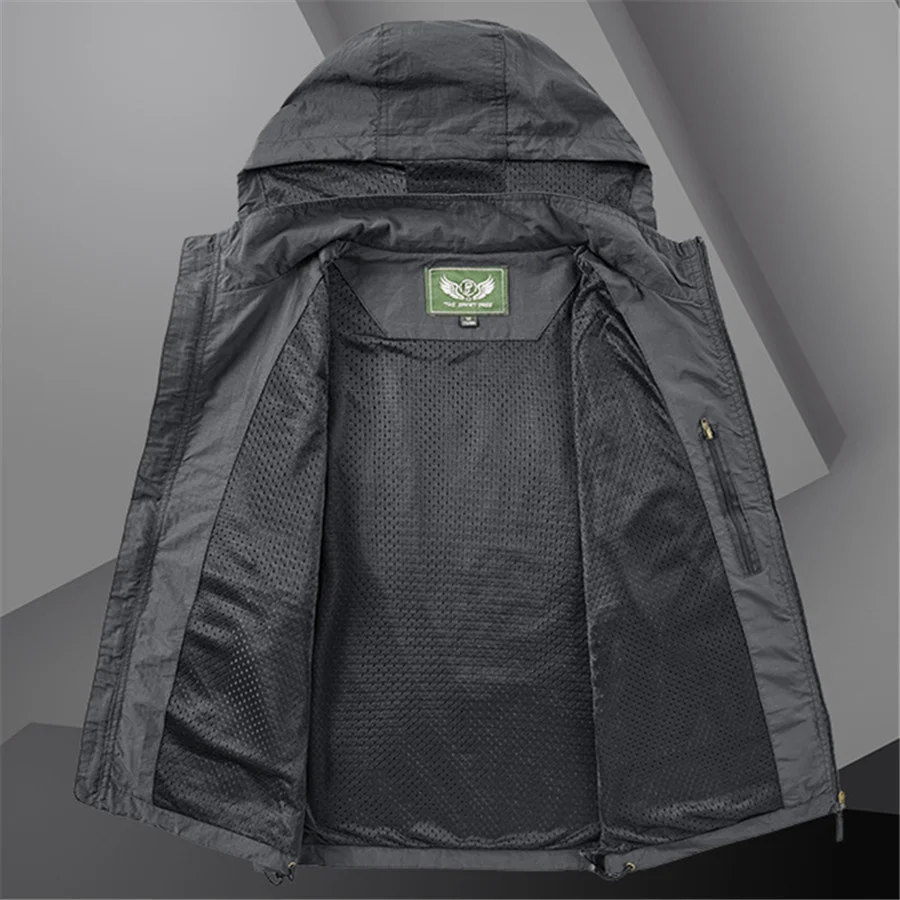 Жилет мужской с капюшоном Свободная рабочая одежда несколькими карманами куртка