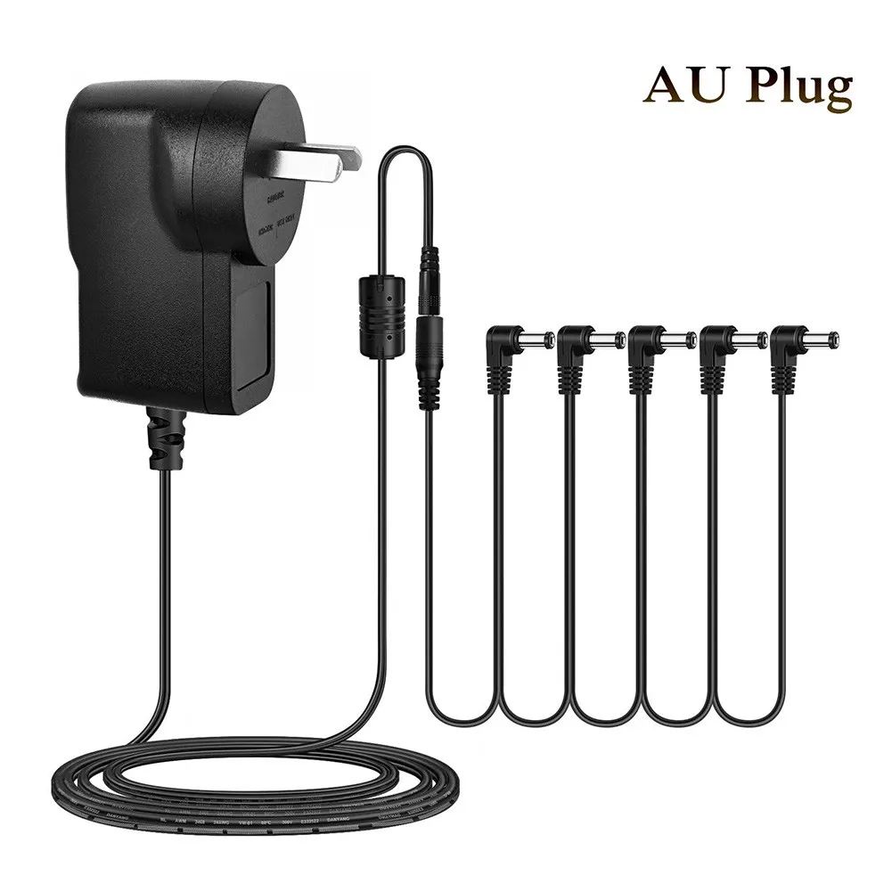 6.6 Ft (2m) 9V Guitar Effect Pedal Power Supply Adapter Plug With 5 Ways Daisy Chain Cable Electric Guitar Accessories Adapter enlarge