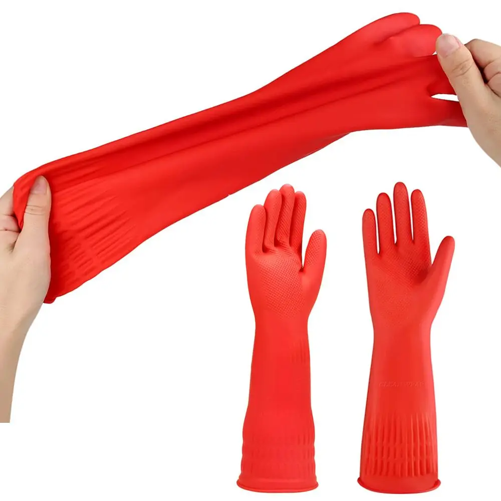 

Kitchen Reuseable Waterproof Long Rubber Household Gloves Cleaning Mitten Dishwashing Gloves