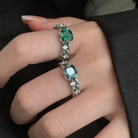 hot sell emerald aurora morandi zircon stone retro silver plated female ring jewelry for women birthday gifts never fade cheap