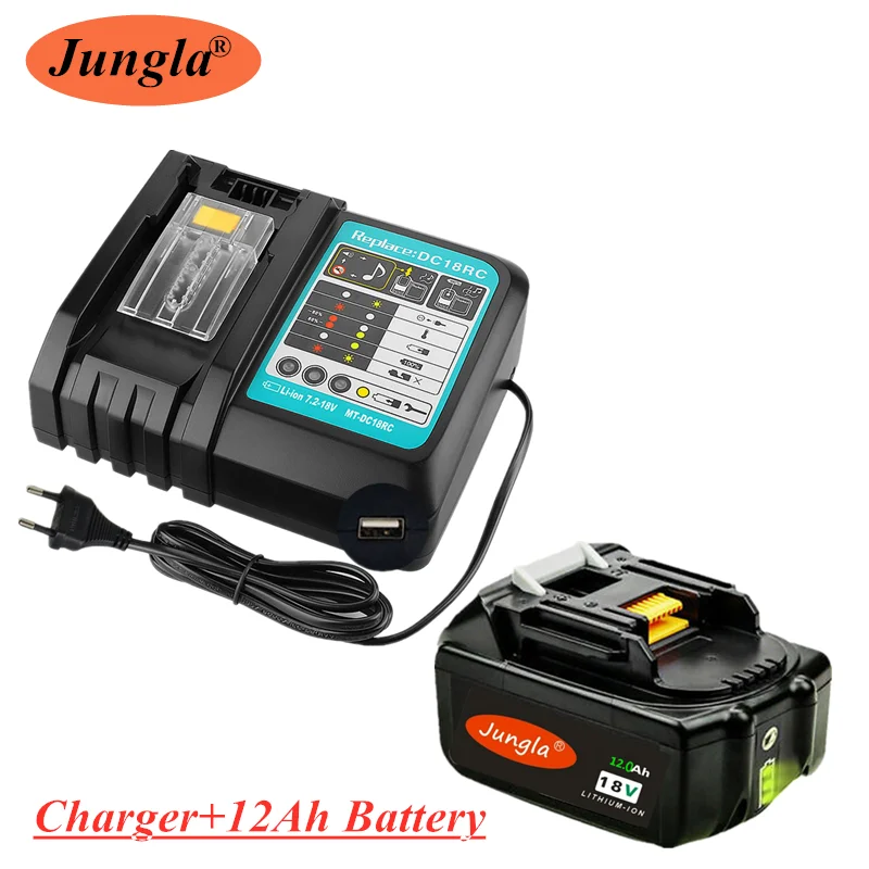 

18V 12Ah Rechargeable Battery 12000mah Li-Ion Battery Replacement Power Battery for MAKITA BL1880 BL1860 BL1830+3A Charger