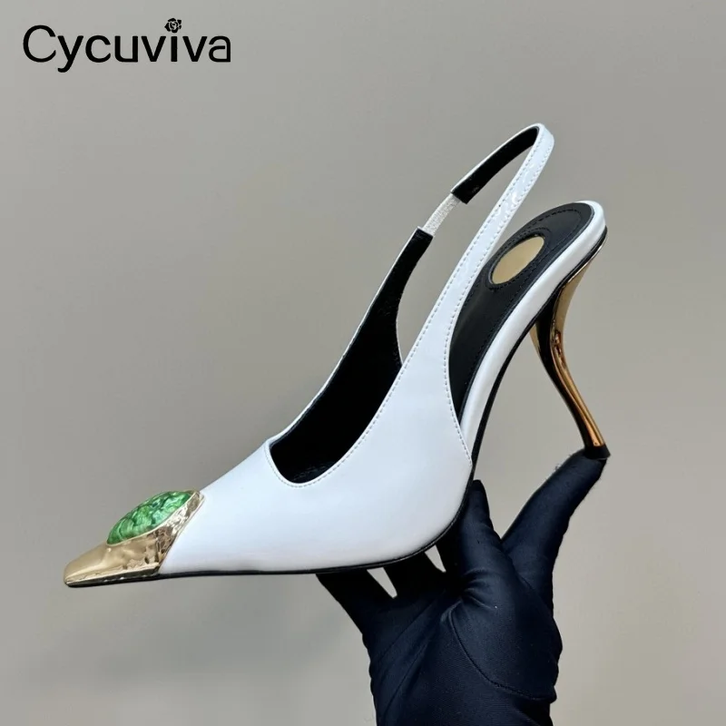 Лидер продаж кожаные туфли на высоком каблуке с кристаллами женские