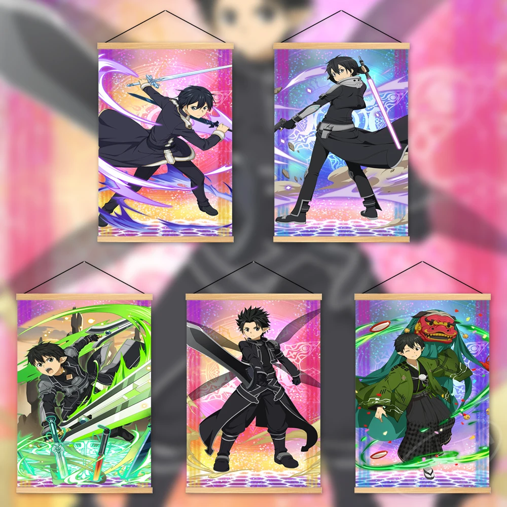 

Домашний декор, холст, искусство меча онлайн, настенное искусство, деревянная киригая КАЗАТО, подвесная живопись, картины, печать, модульный...