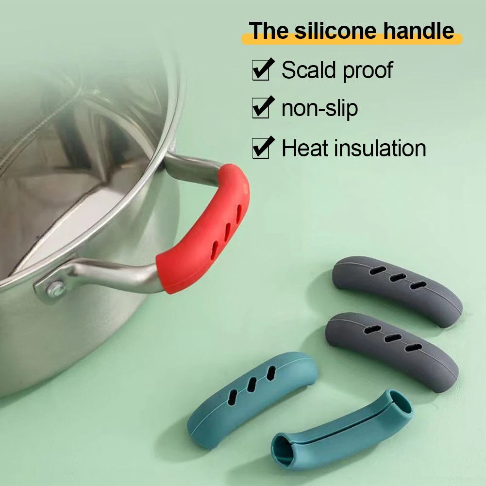 

2/4/6pc Silicone Handle Holder Cookware Holders Cover Oven Mitts Heat Resistant Pot Sleeve Grip for Frying Cast Iron Skillet Pan
