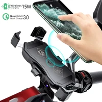 motorcycle phone holder 15w wireless charger usb qc3 0 fast charging bracket bike smartphone stand 360 mobile cellphone support