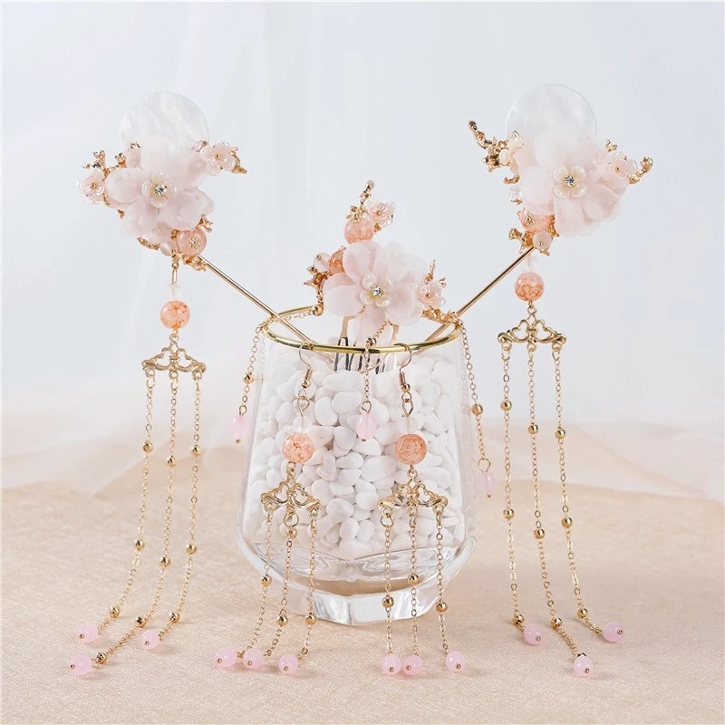 

5 Pcs Set Fringe Step Shaker Hairpin Girl Antiquity Hairpin Chinese Headdress Hairband Sticker Headdress Bride Headdress