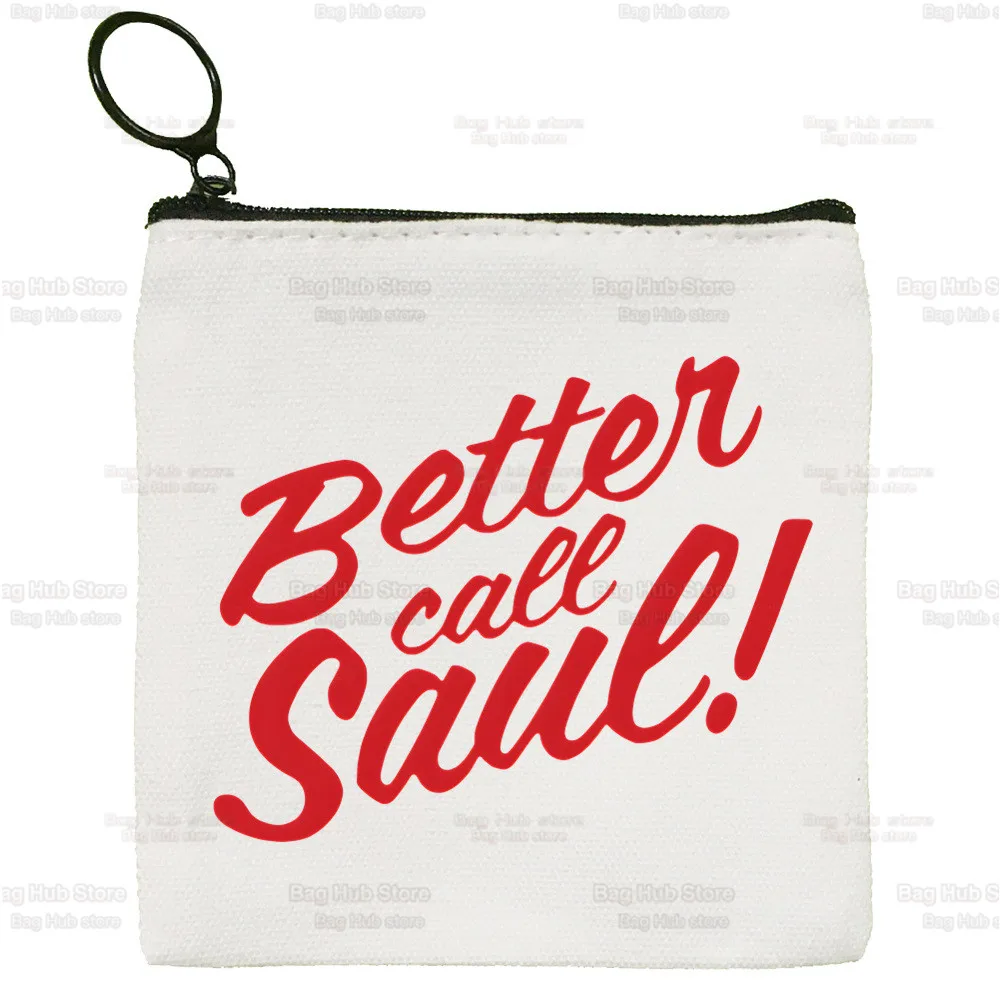 Better Call Saul Breaking Canvas Coin Purse Canvas Bag Small Square Bag Key Bag Storage Bag Card Bag Cartoon Coin Bag