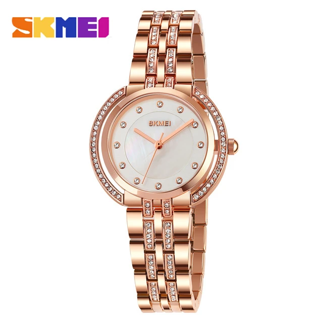 

SKMEI 1979 Fashion Goddess Watch Women Luxury Style Rhinestone Scale Markers Waterproof Ladies Quartz Wristwatches Reloj cuarzo
