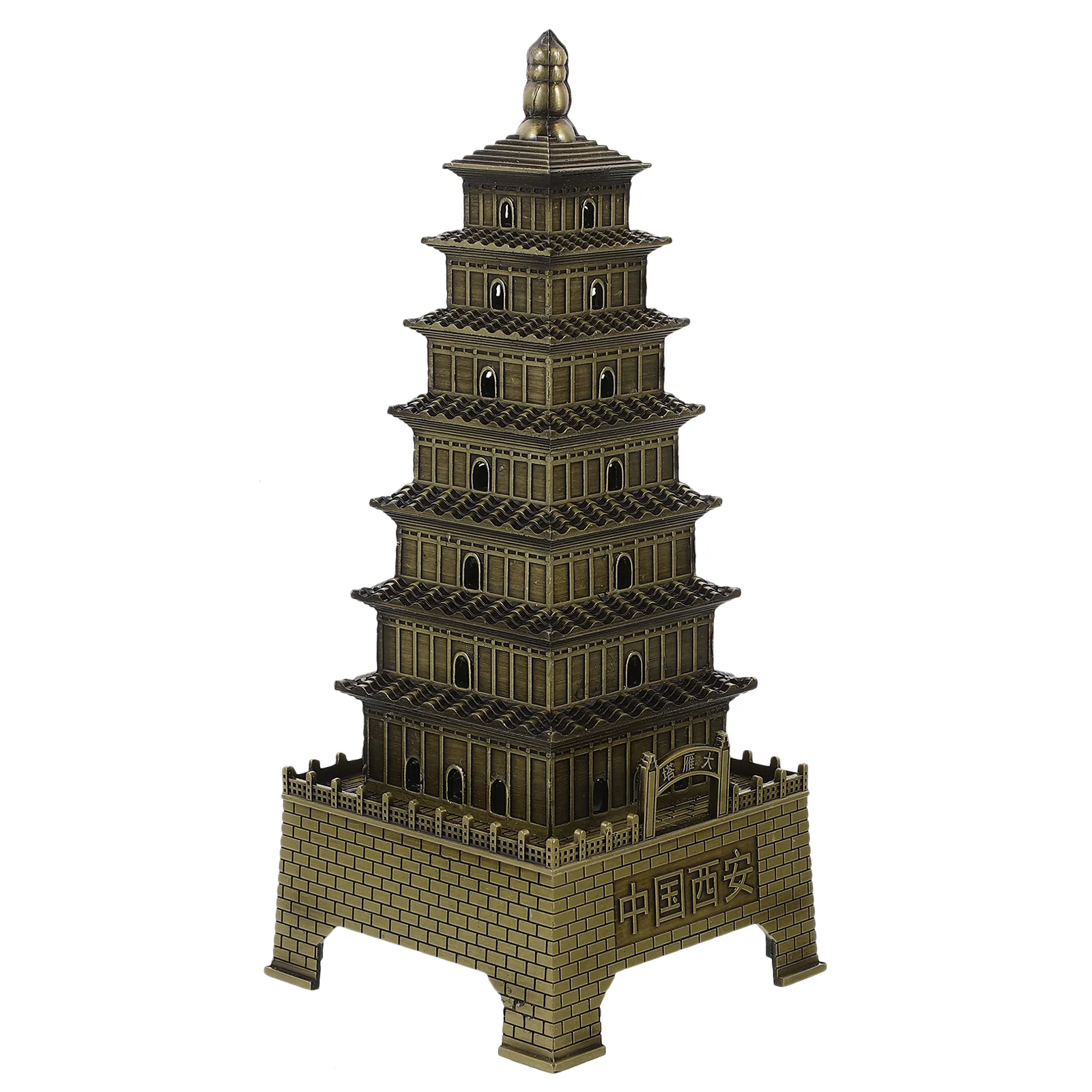 

Tower Statue Alloy Tower Figurine Table Pagoda Decoration Home Decor Book Shelf Decor