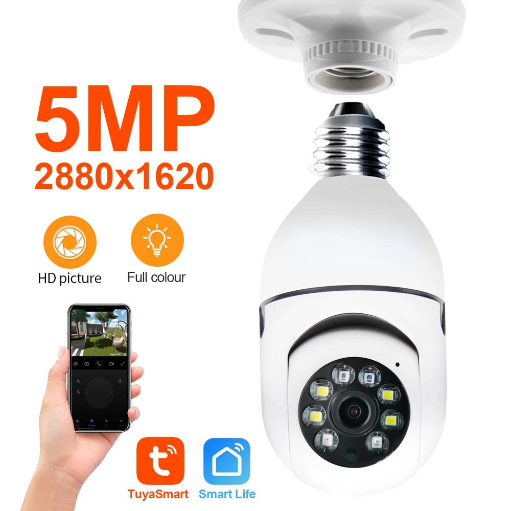 

Камера видеонаблюдения Tuya Ycc365 E27, 5 МП, Wi-Fi, ночное видение