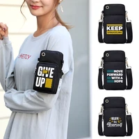 universal mobile phone bags purse pouch shoulder sport arm cover for iphonehuawei p30 p50 p40 mate 20 phrase pattern wallet